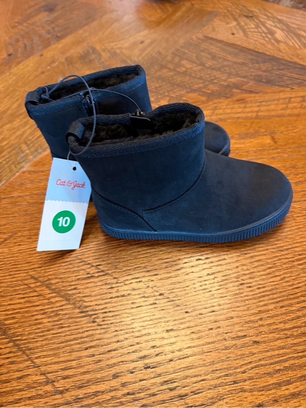 Cat & Jack Black Faux-Fur Lined Kids Ankle Boots
